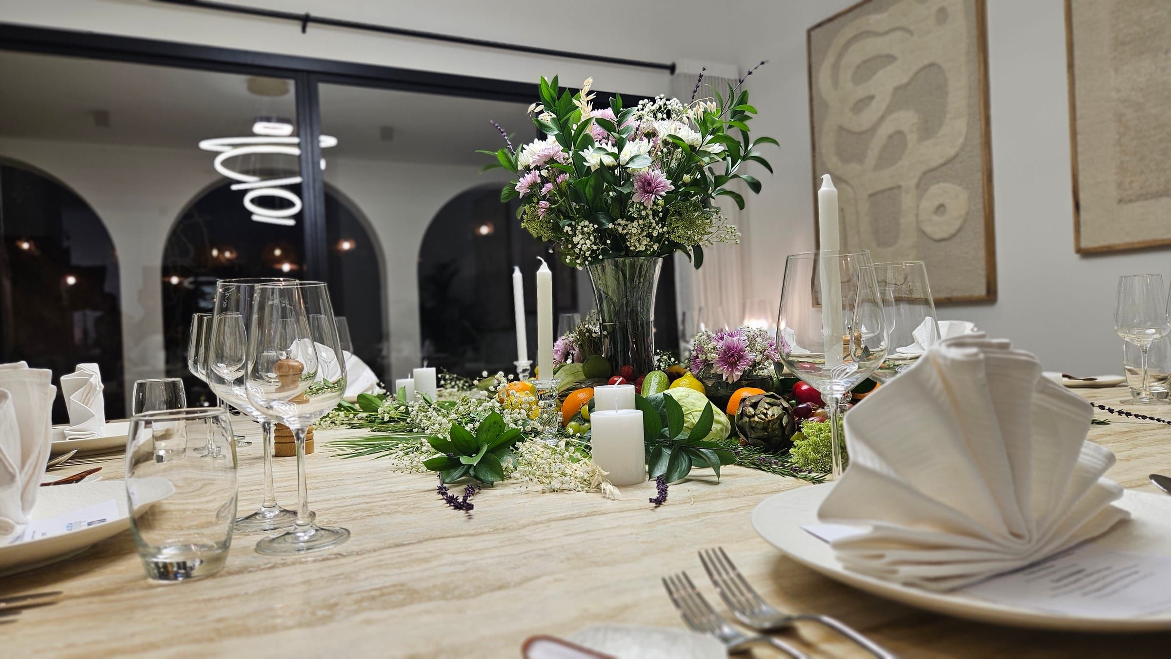 Majlis table dressed for iftar.